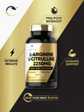 Carlyle L-Arginine L-Citrulline Complex | 2250mg | 240 Capsules | Nitric Oxide Precursors | Free Form | Non-GMO & Gluten Free