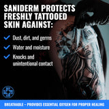 Saniderm Tattoo Aftercare Bandage (Personal Roll, 10.2 in x 2 yd) – Convenient, Faster Tattoo Healing and Protection – Sterile, Waterproof, and Latex-Free