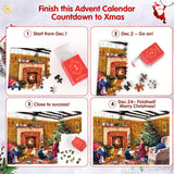 Advent Calendar 2024 Jigsaw Puzzle, 24 Boxes Packing 1008 Pieces Holiday Puzzle for Adults and Kids, Christmas Countdown Puzzles Gift Decorations, Warm Christmas Holiday Puzzles Gift (Baby)