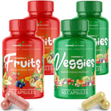 Fruit and Veggies Supplement - Natural Superfood Packed with Vitamins & Minerals - Fruit and Vegetable Supplements for Adults - Powered by Plants, Pack of 4, 90 Capsules Each, 60-Day Supply