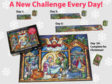 Stained Glass Nativity Jigsaw Puzzle Advent Calendar 1000 Piece by Vermont Christmas Company - 24 Sections to Complete in December