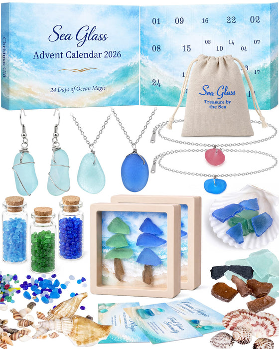 Sea Glass Advent Calendar 2026 for Women and Teen Girls, Jewelry DIY Craft
