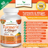 Natural Joint Support Supplement with Turmeric & Ginger – 90 Capsules