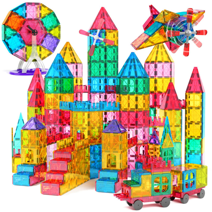 Jasonwell 100pcs Magnetic Tiles Building Blocks Set for Boys Girls Preschool Educational Magnet Construction Kit Stacking STEM Toys Christmas Birthday Gift for Kids Toddler 3 4 5 6 7 8 9 10 + Year Old