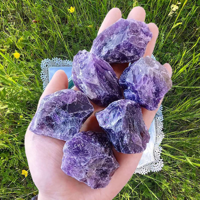 LAIDANLA 1lb 2" Amethyst Natural Rough Stones Crystal Large Raw Crystals Bulk Healing Gemstones for Reiki Healing Tumbling Fountain Rocks Wire Wrapping Decoration Cabbing Lapidary
