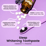 Sleep Whitening Toothpaste Tablets - Melatonin + L-Theanine w/Nano-Hydroxyapatite (nHa) - Remineralization + Sensitivity - Sustainable & Plastic Free | Mint w/Lavender - 1 Bottle/62 Tablets