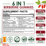 Berberine Supplement 1500mg, Sugar Free Berberine with Ceylon Cinnamon Gummies w/Chromium, Turmeric, Milk Thistle for Naturally Metabolism Balanced, Berberine HCl from Indian Barberry Extract, 60 Cts