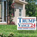 Probsin Trump Vance 2024 Yard Sign Double Sided 16" x 24" Trump Vance'24 Take America Back MAGA Signs Voted for Trump Vance Outdoor Decorations for Lawn, Garden, Window, Party Supplies (White)