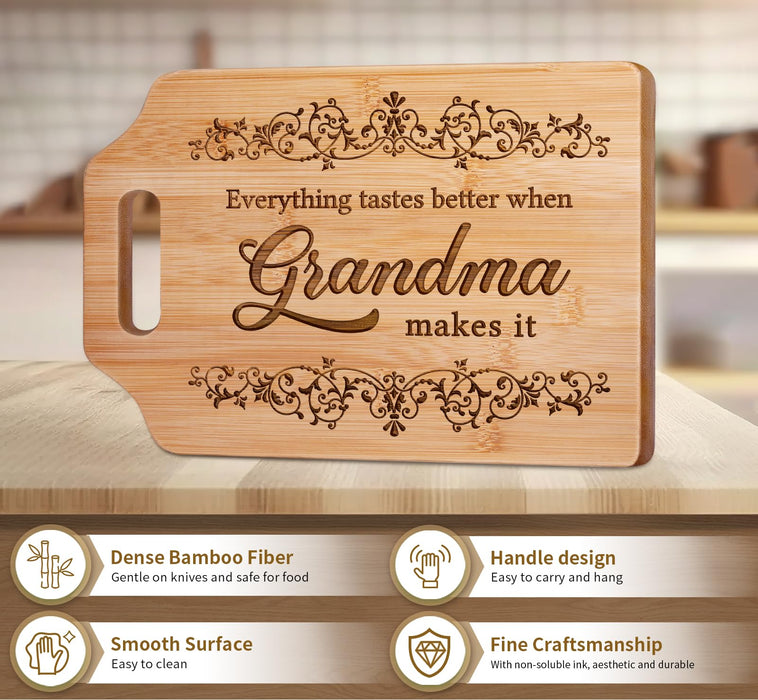 AceThrills Gifts for Grandma, Grandma Birthday Gifts - Engraved Bamboo Cutting Board 12.3"L x 8.7"W x 0.4"Th - Christmas Birthday Gifts for Grandma, Grandma gifts from Grandkids