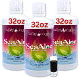 SeaAloe Nature's Liquids Aloe Vera Juice Oceanic Elixir - Proprietary Botanical Blend for Thyroid, Digestion and Immune Support, 32oz (Pack of 3)