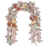 DearHouse Pumpkin Fall Garland Maple Leaf, 6Ft Hanging Vine White Maple Garland Artificial Autumn Foliage Garland Thanksgiving Decor for Home Wedding Fireplace Party Christmas