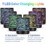 Essential Oil Diffuser for Large Room - 300ml Metal Black Aromatherapy Diffuser Electric Ultrasonic Cool Mist Difusor with Auto Shut-Off, 4 Timer & 7 Colors Night Light for Home Office (Butterfly)