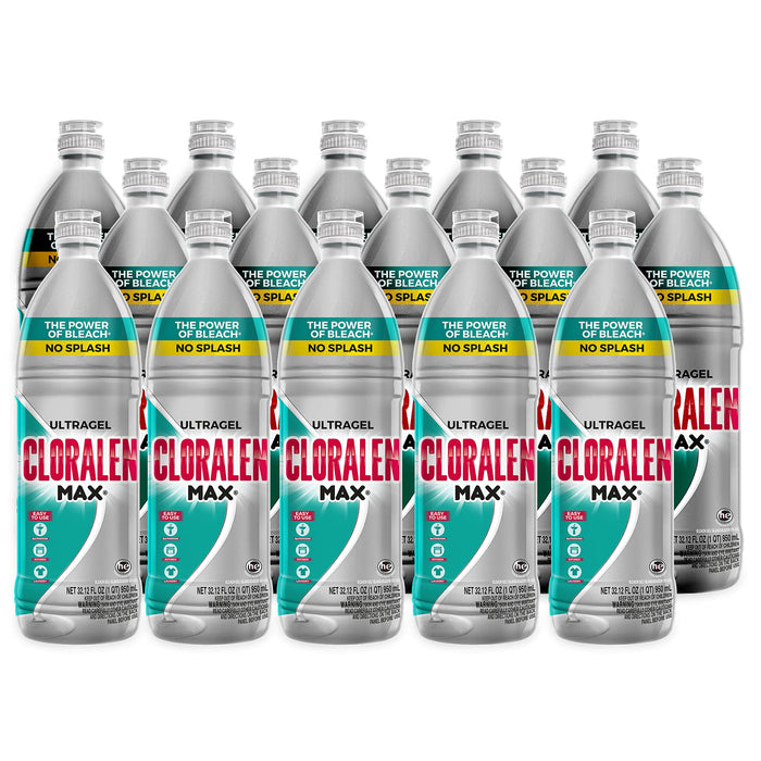 Cloralen - Max Bleach Ultragel, No Splash formula, 32.12 Fl Oz Per Bottle - Pack Of 15 - Ideal For Large Families Or Business, Office Use