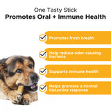 Pet Honesty Allergy Support Fresh Sticks - Dental Sticks for Dogs - Dental Dog Chews - Immune Health + Allergy Support for Dogs - Freshen Dog Breath, Reduce Plaque + Tartar - 30 Sticks