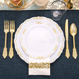 LIYH 350pcs Gold Plastic Dinnerware set, Gold Plastic Plates with Gold Edges Includes Gold Disposable Plates, Gold Plastic Silverware, 10 oz Gold Cups, Gold Napkins for Wedding, Bridal Shower