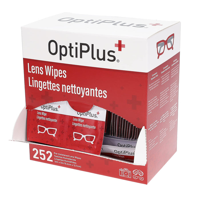 OptiPlus Eyeglass Lens Wipes l Pre-Moistened l Cleaning Wipes for Glasses, Computer & Laptops Screens, Smart Phones, Optical Lens, Goggles, and Watch Screen l Quick-Dry & Scratch-Free | 252 Count