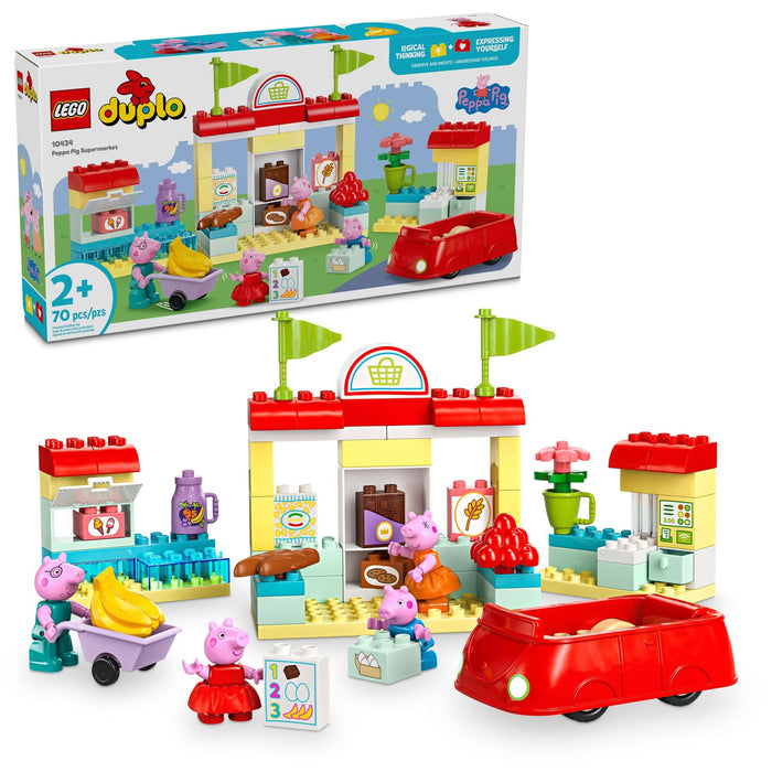 LEGO DUPLO Peppa Pig Supermarket Building Toy - Peppa Pig Toys for Girls & Boys, Ages 2+ Years - Gift for Christmas - Pretend Play Playset for Preschool - Learning & Education - 10434