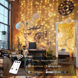 JMEXSUSS 600 LED Christmas Curtain Lights Outdoor, 9.5x19.6ft Christmas String Lights Plug in with Remote, 8 Modes Wall Hanging Lights for Bedroom Party Backdrop Wedding Christmas Decor, Warm White