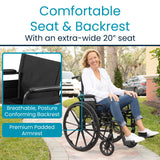 Vive Bariatric Wheelchair for Adults (Supports 400 lbs) - Foldable, Heavy Duty, Manual & Transport Wheel Chair - Portable Senior Drive Travel Scooter for Transfers - Wide 20" Seat