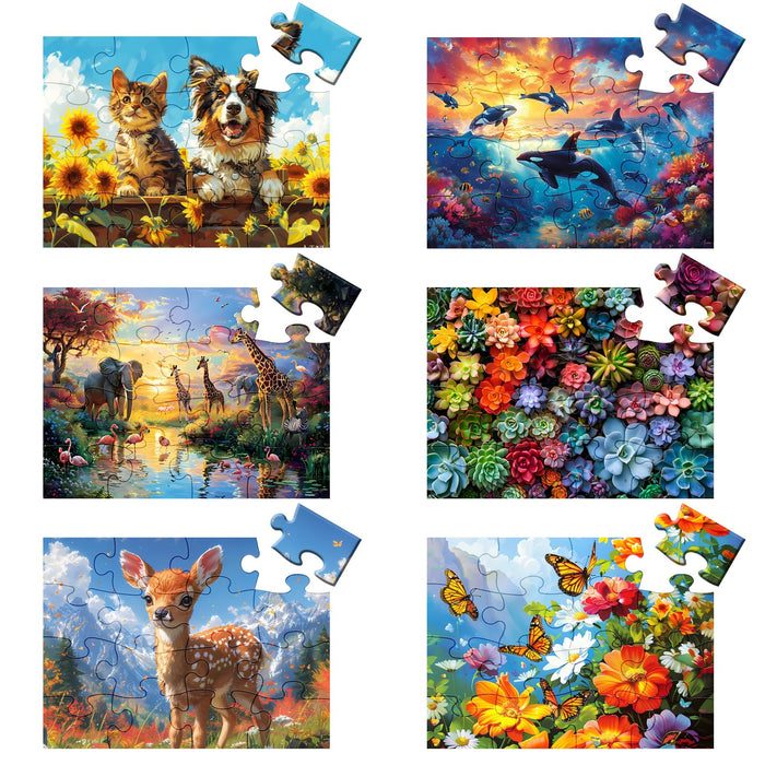 6 Packs 16 Large Piece Puzzle for Seniors - Dementia Puzzles for Elderly Adults, Alzheimer’s Puzzles Memory Cognitive Games for Elderly Seniors with 6 Storage Bags