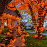 JMEXSUSS 250 LED Halloween String Lights, 91.5ft Orange Halloween Lights Outdoor Waterproof, 8 Lighting Modes Connectable Halloween Tree Lights for Yard Patio Party Halloween Christmas Decorations