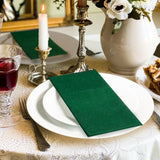 KAMMAK Dark Green Napkins Disposable with Pocket Cloth Like Dinner Paper Napkins Folded 100 Pack Paper Napkins Bathroom Hand Paper Guest Towel for Party Christmas Wedding Reception (16.5 x 16.5 inch)