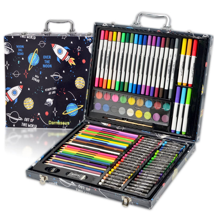 Darnassus 132-Piece Art Set, Deluxe Professional Color Set, Creating Gift Box, Art Set Crafts Drawing Painting Christmas Kit for Kids and Adult, Girls Boys