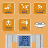 Weight Watchers Scales by Conair Scale for Body Weight, Digital Bathroom Scale with Body Fat and BMI in Large Display Clear