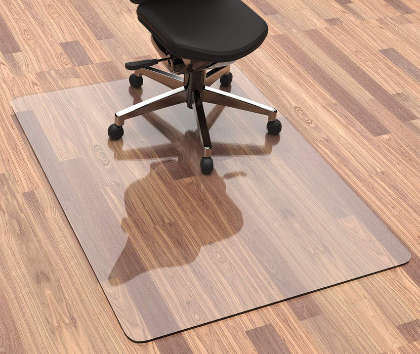 HOMEK Crystal Clear Chair Mat for Hardwood Floor, 48” x 36” Office Chair Mat for Hard Floors, 1/8” Thick Office Mat for Rolling Chairs