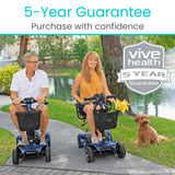 Vive 4 Wheel Mobility Scooter - Electric Powered Wheelchair Device - Compact Heavy Duty Mobile for Travel, Adults, Elderly - Long Range Power Extended Battery with Charger and Basket Included