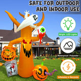 OurWarm 8FT Scary Tree Halloween Inflatables Outdoor Decoration, Blow Up Yard Halloween Decor Inflatable Tree with Ghost, Pumpkin, Tombstone and Eyeball for Garden, Lawn, Halloween Party Decorations