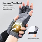 ComfCool Arthritis Gloves with Detachable Wrist Strap, Strengthen Compression Gloves for Arthritis, Carpal Tunnel Pain Relief, Rheumatoid, Tendonitis, Fingerless Computer for Women (Large)