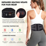 CUEHEAT Heating Pad Back Brace with Heat and Massage,Heated Back Massager with Rechargeable Battery, Back Heat Support Belt for Men, Heated Back Brace, Heating pad with Massager for Back(52Inches)