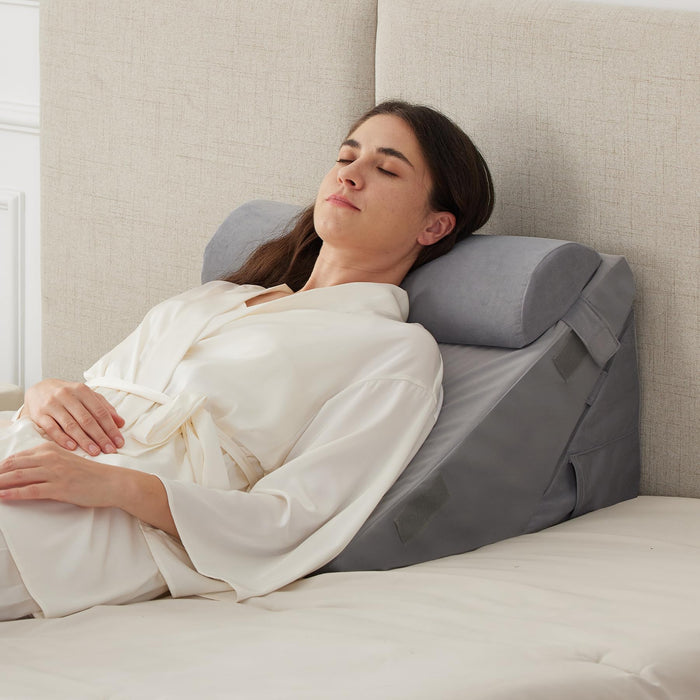 Ruqmuis 3PCS Wedge Pillow Set for After Surgery, Wedge Pillow Headboard, Adjustable 9&12 Inch Bed Pillow Wedge for Sleeping, Acid Reflux, Orthopedic Pillow Wedge for Back Pain Relief, Gerd, Velvet