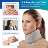 Neck Brace for Neck Pain and Support, Soft Neck Support Relieves Pain & Pressure in Spine for Women & Men, Wrap Align Stabilize Vertebrae Foam Cervical Collar for Sleeping (Grey, S, 3" Depth Collar)