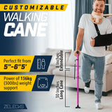 ZELECKS Walking Cane for Women & Men - Self Standing Adjustable Folding Cane with T Handle and 360 Pivot Base - Lightweight Foldable Walking Stick for Seniors - Collapsible Cane for Walking