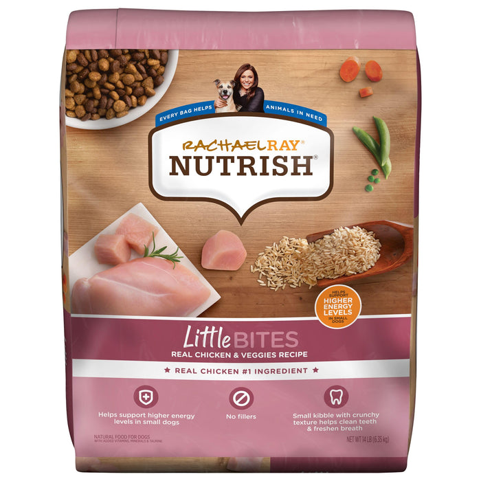 Rachael Ray Nutrish Little Bites Dry Dog Food, Chicken & Veggies Recipe for Small Breeds, 14 Pounds