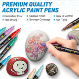 Acrylic Paint Pens Paint Markers Set of 18: Fine Point for Rock Painting Glass Wood Ceramic Fabric Metal Canvas Easter Eggs Pumpkin Kit, Drawing Art Crafts for Adults Scrapbooking Supplies