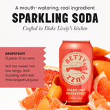 Betty Buzz Sparkling Grapefruit Premium Sparkling Soda by Blake Lively (12 pack Cans) | Natural Flavors & Sweeteners, Only Clean Ingredients