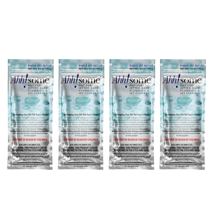 Ahh-Some - Hot Tub Cleaner & Purge Packet | Clean Pipes, Jet Line & Jets Gunk Build Up | Clear & Soften Water for Hot Tub, Jetted Tub, Swim Spa | Top Clarifier Up to 450 Gallons of Water (Pack of 4)