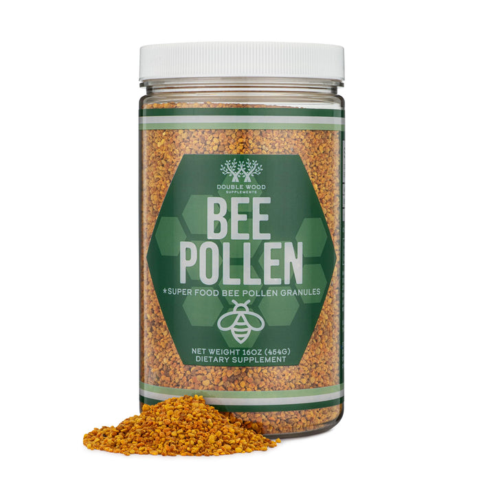 Bee Pollen Supplement - 1lb (16 OZ) of Raw Bee Pollen Granules (151 Servings of 3 Grams Each with Scoop) Superfood High in Vitamins, Minerals, and Protein by Double Wood