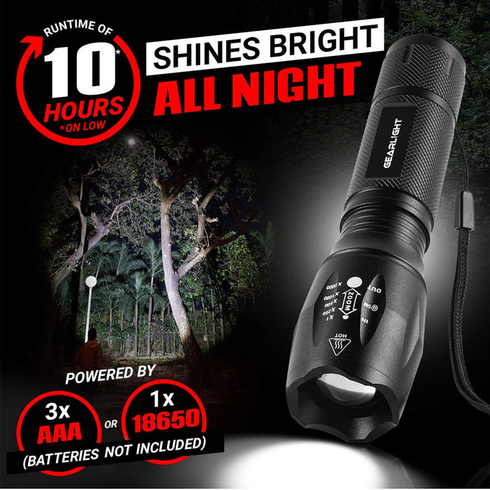 GearLight LED Flashlights - Mini Camping Flashlights with High Lumens, 5 Modes, Zoomable Beam - Powerful, Bright, and Versatile Tactical Flash Light for Outdoor and Home Use