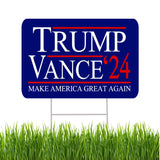 Trump JD Vance 2024 Yard Sign With H Stake Double Sided For President Donald Trump Republican Conservative Blue