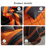 Flysheep Boho Striped Halloween Bed in a Bag 7 Pieces Queen Size, Ombre Bright Orange Stripes on Black Comforter Sheet Set (1 Comforter, 1 Flat Sheet, 1 Fitted Sheet, 2 Pillow Shams, 2 Pillowcases)