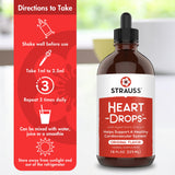Strauss Naturals Heartdrops, Herbal Heart Supplements with European Mistletoe and Extracts of Aged Garlic; 7.6 fl oz (225ml) Bottle, Cinnamon Flavor; Vegan, Non-GMO, Naturally Sourced