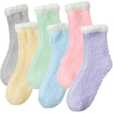 TEHOOK 6 Pairs Thicker Fuzzy Socks for Women, Winter Thick Warm Fluffy Socks for Girls, Soft Slipper Socks, Novelty Cozy Socks, Socks for Christmas Stocking Stuffers Gifts Size 6-11