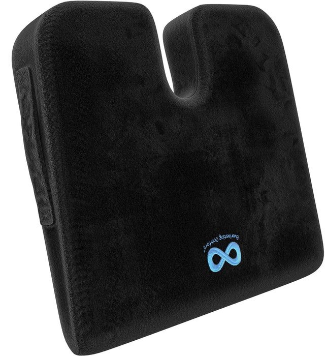 Everlasting Comfort Doctor Recommended Memory Foam Wedge Seat Cushion for Office Chairs - Tailbone Pain Relief Cushion, Sciatica & Back Support, Car & Office Chair Cushion