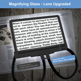 molebe 5X Hands Free Magnifying Glass with Light and Stand 43 Ultra-Bright LEDs, Page Magnifier for Reading, Neck Wear Large Magnifying Glass for Reading Small Prints Low Vision Elderly(Black)