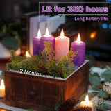 FPOO Battery Operated Advent Candles Purple and Pink Flameless Pillar Candles with Remote Timer for Advent Wreath Church Décor