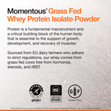 Momentous Essential Grass-Fed Whey Protein Isolate, 24 Servings Per Pouch for Essential Everyday Use, Gluten-Free, NSF Certified (Vanilla)